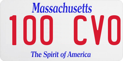 MA license plate 100CV0