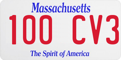 MA license plate 100CV3