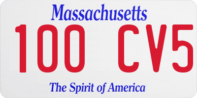 MA license plate 100CV5