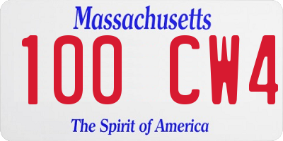 MA license plate 100CW4