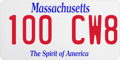 MA license plate 100CW8
