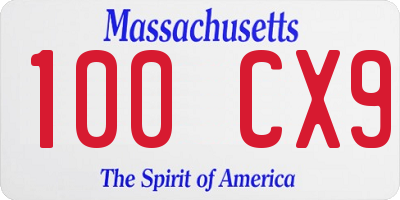 MA license plate 100CX9