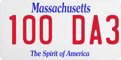 MA license plate 100DA3