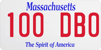 MA license plate 100DB0