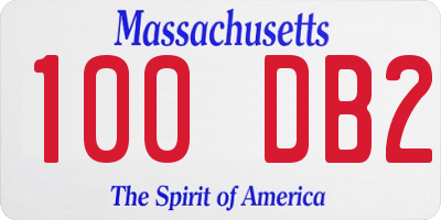 MA license plate 100DB2