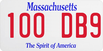 MA license plate 100DB9