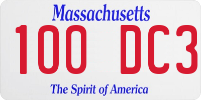 MA license plate 100DC3
