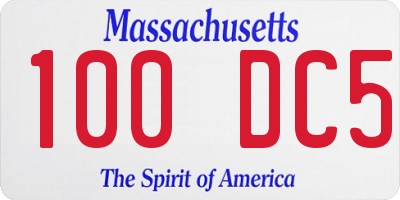 MA license plate 100DC5