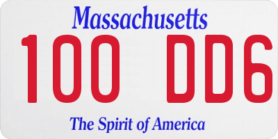 MA license plate 100DD6