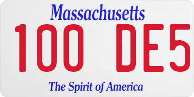 MA license plate 100DE5