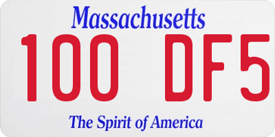 MA license plate 100DF5