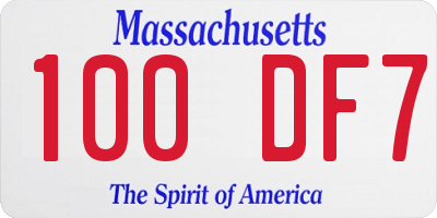 MA license plate 100DF7