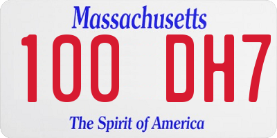 MA license plate 100DH7