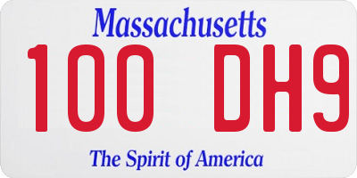 MA license plate 100DH9