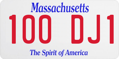 MA license plate 100DJ1