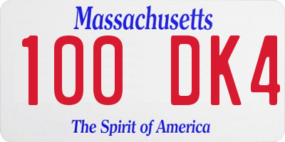 MA license plate 100DK4