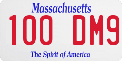 MA license plate 100DM9