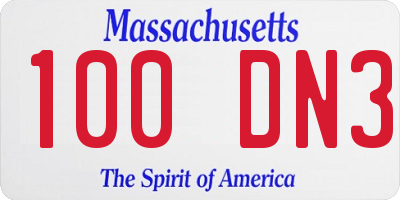 MA license plate 100DN3