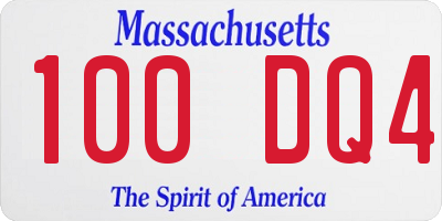 MA license plate 100DQ4