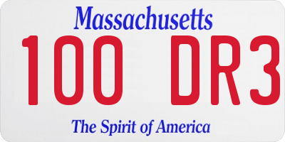 MA license plate 100DR3
