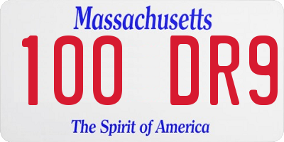 MA license plate 100DR9