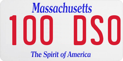 MA license plate 100DS0