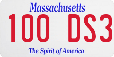 MA license plate 100DS3