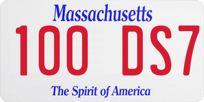 MA license plate 100DS7