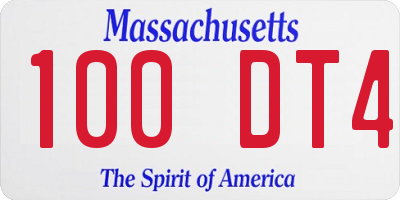 MA license plate 100DT4