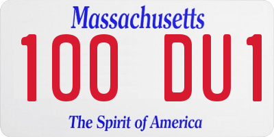 MA license plate 100DU1