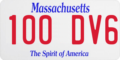 MA license plate 100DV6