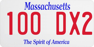 MA license plate 100DX2