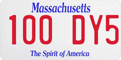 MA license plate 100DY5