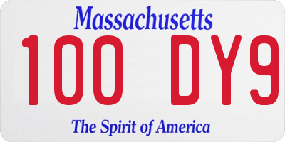 MA license plate 100DY9