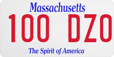 MA license plate 100DZ0