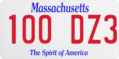 MA license plate 100DZ3