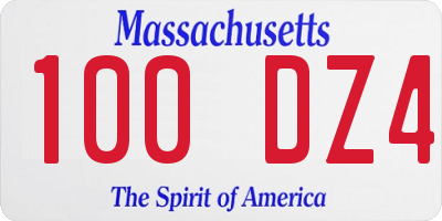 MA license plate 100DZ4