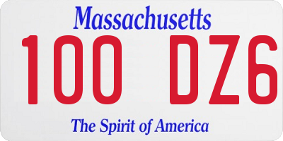 MA license plate 100DZ6