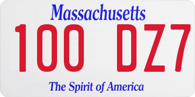 MA license plate 100DZ7