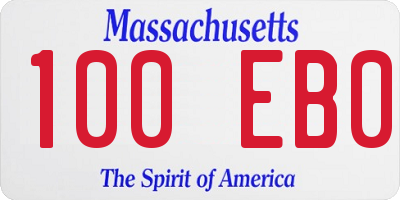 MA license plate 100EB0