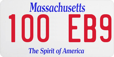 MA license plate 100EB9