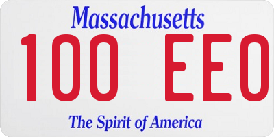 MA license plate 100EE0
