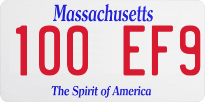 MA license plate 100EF9