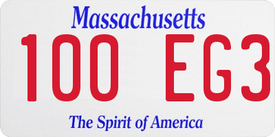 MA license plate 100EG3