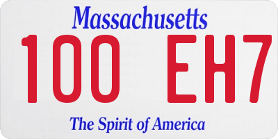 MA license plate 100EH7