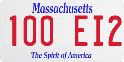 MA license plate 100EI2