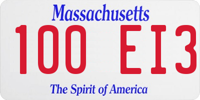 MA license plate 100EI3