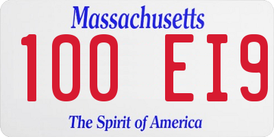 MA license plate 100EI9