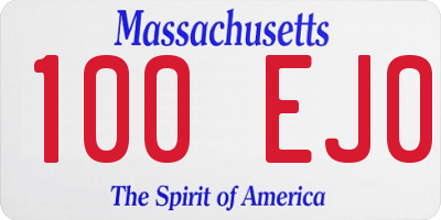 MA license plate 100EJ0