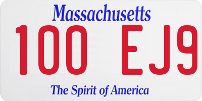MA license plate 100EJ9